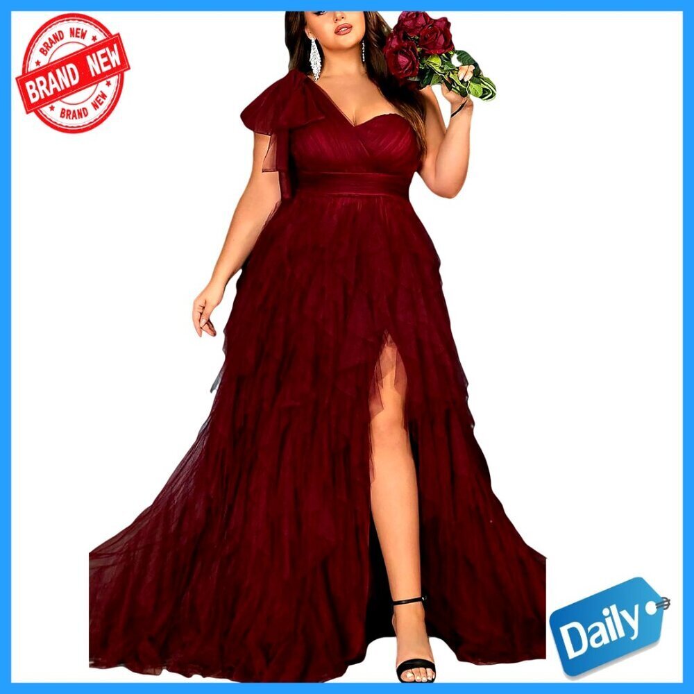 Plus Size One Shoulder Maxi Dress Elegant Formal Evening Party Cocktail Gown